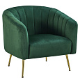 Designové křeslo, tmavě zelená Velvet látka/gold chrom-zlatý, BAGY