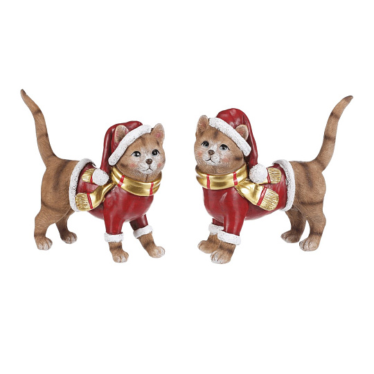 Kočka - vánoční figurka, polyresin, vel. M, červeno-hnědá, mix 2, cena za 1 ks Kočka - vánoční figurka, polyresin, vel. M, červeno-hnědá, mix 2, cena za 1 ks