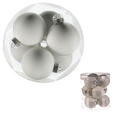Kulaté skleněné ozdoby - pr. 7 cm, bílé, cena za balení (9 ks) Kulaté skleněné ozdoby - pr. 7 cm, bílé, cena za balení (9 ks)