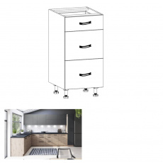 Spodní skříňka, dub artisan, s úchytkami, LANGEN D40S3 Spodní skříňka, dub artisan, s úchytkami, LANGEN D40S3