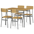 Jídelní set s 4 židlemi, 110x70x76cm, mdf, divoký dub, AUT-O2156 OAK