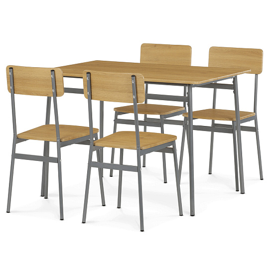 Jídelní set s 4 židlemi, 110x70x76cm, mdf, divoký dub, AUT-O2156 OAK