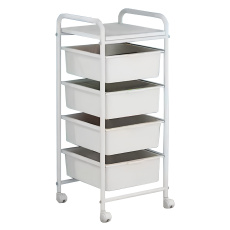 Pojízdný regál, bílá, SUFIK