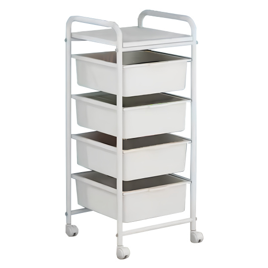 Pojízdný regál, bílá, SUFIK Pojízdný regál, bílá, SUFIK
