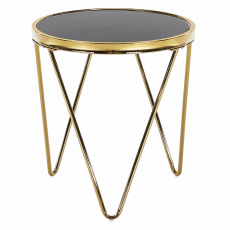 Příruční stolek, gold chrom zlatá / černá, VALERO