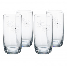 TEMPO-KONDELA SNOWFLAKE DRINK, sklenice na vodu, set 4 ks, s krystaly, 460 ml