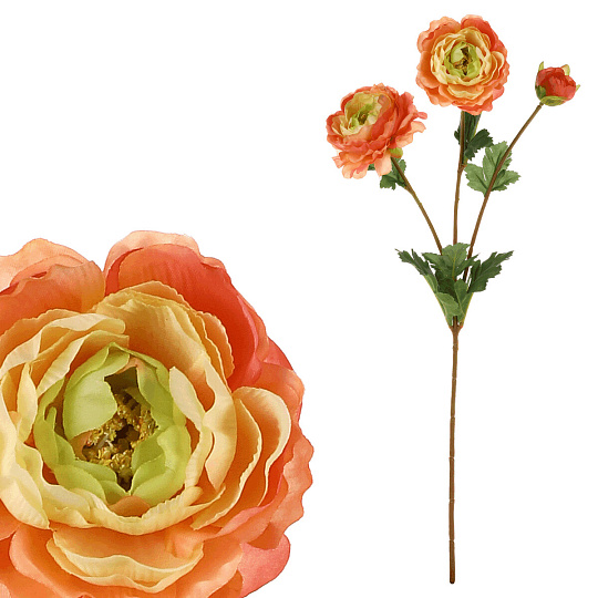 Ranunculus - umělá řezaná květina, meruňková barva