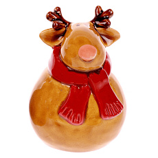 Sob se šálou - keramická figurka, barva hnědá Sob se šálou - keramická figurka, barva hnědá