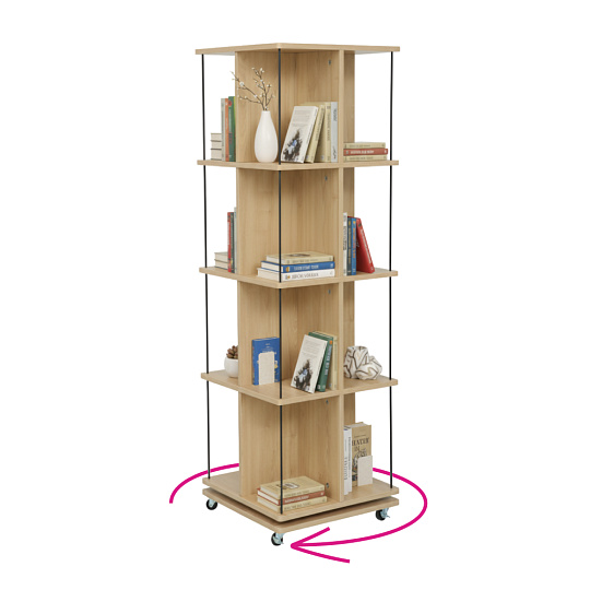 Otočný regál, dub/černá, POTOR