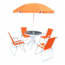 Zahradní set, oranžová / bílá, ODELO Zahradní set, oranžová / bílá, ODELO