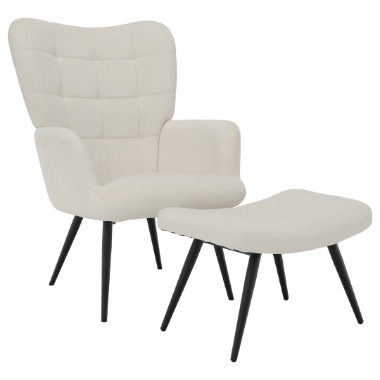 Křeslo s podnoží, bílá Velvet látka/černá, HABEN