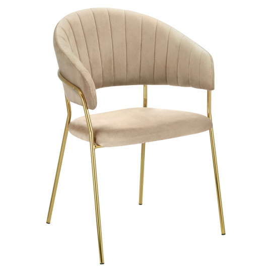 Designové jídelní křeslo, béžová Velvet látka/gold chrom zlatý, DASMIN NEW TYP 1 Designové jídelní křeslo, béžová Velvet látka/gold chrom zlatý, DASMIN NEW TYP 1