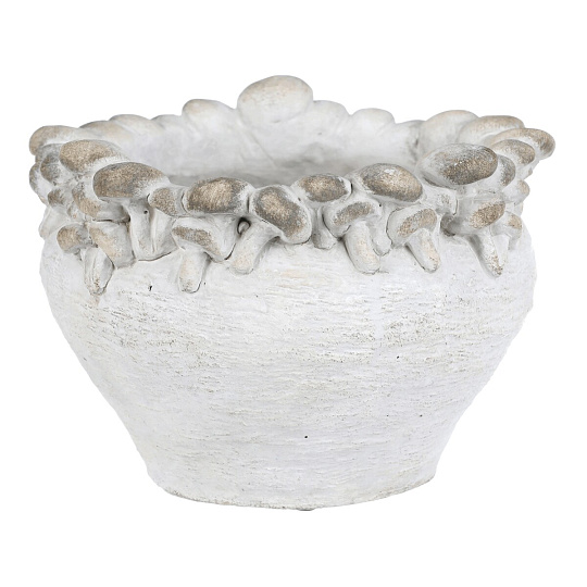 Obal na květiny - houbový okraj, betonový, krémovo-bílý