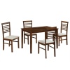 Jídelní set, MDF ořech / látka béžová, BRISBO 1 + 4