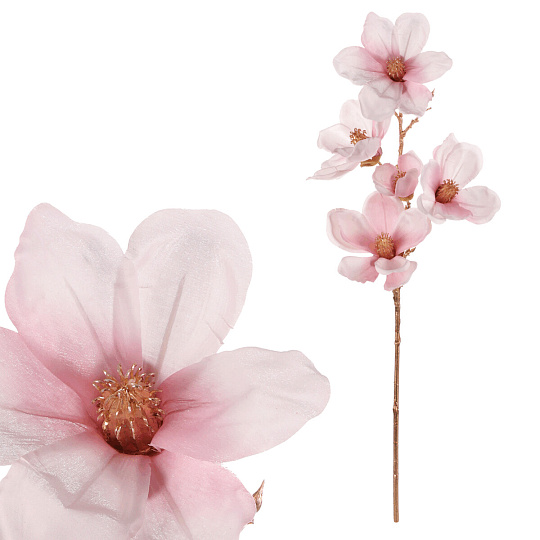 Magnolie - umělá řezaná, zlatý střed, růžová Magnolie - umělá řezaná, zlatý střed, růžová