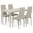 Jídelní set s 4 židlemi, 110x70x75cm, mdf, travertin, ASE-1039 CRM2