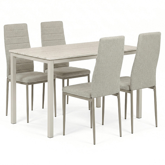 Jídelní set s 4 židlemi, 110x70x75cm, mdf, travertin, ASE-1039 CRM2 Jídelní set s 4 židlemi, 110x70x75cm, mdf, travertin, ASE-1039 CRM2