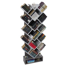 Regál, šedá / bílá, VEVEY Regál, šedá / bílá, VEVEY