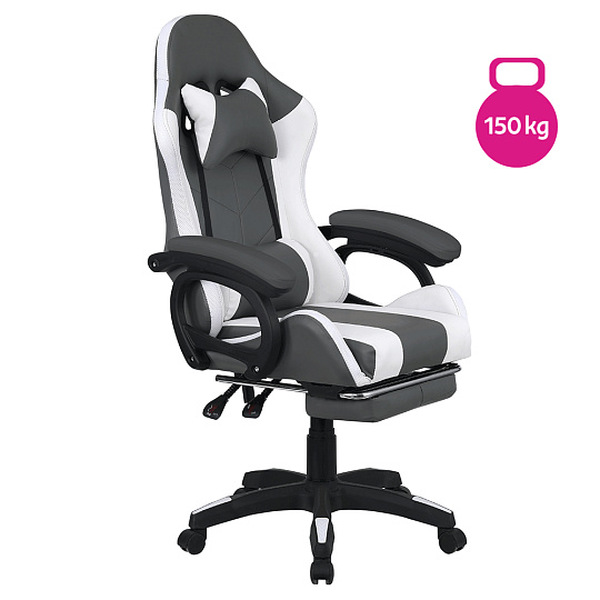 Kancelářské/herní křeslo s RGB LED podsvícením, černá/bílá, JOVELA