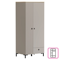 Skříň, šedohnědá Taupe/dub silverjack, DOMCA 2D1S