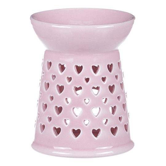 Aromalampa - porcelánová, se srdíčky, barva růžová