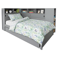 Postel s regály a přistýlkou, šedá, 90x200, LENDON