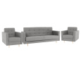 Celočalouněná sestava 3+1+1, látka šedá, AMEDIA