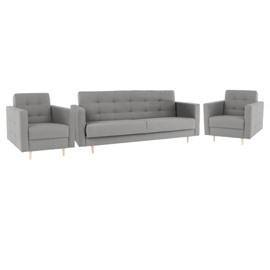 Celočalouněná sestava 3+1+1, látka šedá, AMEDIA Celočalouněná sestava 3+1+1, látka šedá, AMEDIA