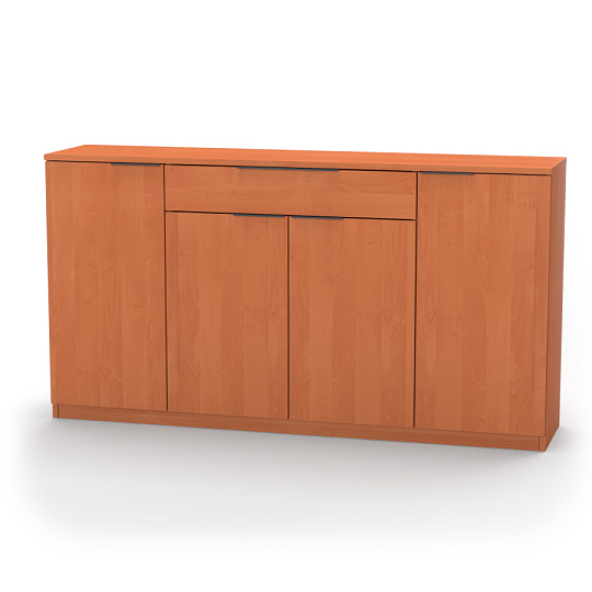 NÁBYTEK MIKULÍK s.r.o. VARIO 6 - komoda, 140 až 170cm × 86,5 × 40,5cm Šířka: 160cm, Dekor: olše, Úchytka: Černá