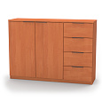 NÁBYTEK MIKULÍK s.r.o. VARIO 5 - komoda, 100 až 130cm × 86,5 × 40,5cm Šířka: 120cm, Dekor: olše, Úchytka: Černá