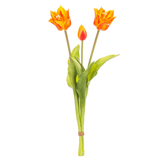Tulipán - umělý řezaný, žluto-oranžový, cena za svazek 3 ks