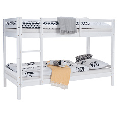 Patrová postel, 90x200, masivní dřevo, bílá, INEZA