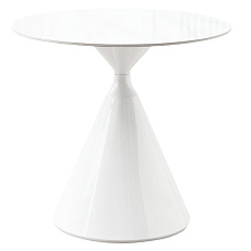 Jídelní stůl, světlý mramor/bílá, průměr 80 cm, VALER