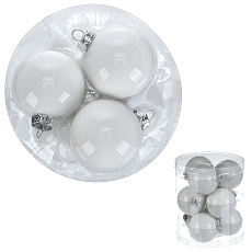 Kulaté skleněné ozdoby - pr. 7 cm, stříbrné, cena za balení (9 ks) Kulaté skleněné ozdoby - pr. 7 cm, stříbrné, cena za balení (9 ks)