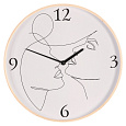 Hodiny nástěnné - pr. 40 cm, MDF a dřevěný rám, motiv tváří