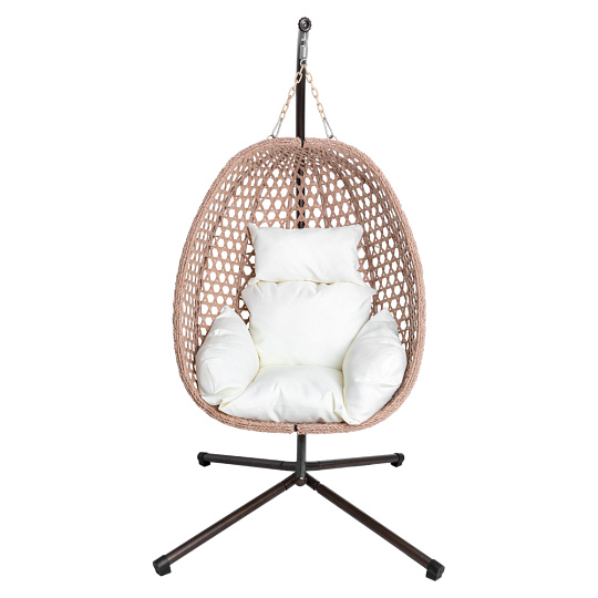 Závěsné křeslo, skládací, měděná/béžová/krémová, SANAN