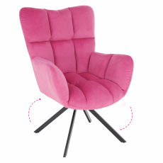 Designové otočné křeslo, růžová Velvet látka / černá, KOMODO Designové otočné křeslo, růžová Velvet látka / černá, KOMODO
