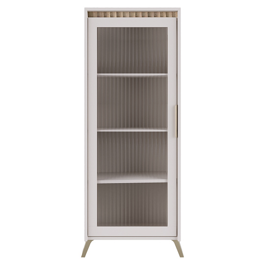 Vitrína, kašmír/dub sonoma, LONGY REG1W