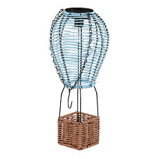 Lucerna - umělý ratan a kov, balón, LED osvětl, vel. L, modro-hnědá Lucerna - umělý ratan a kov, balón, LED osvětl, vel. L, modro-hnědá