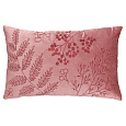 Polštář s výplní - červený, rostlinný vzor, 100% polyester, 50 x 30 cm