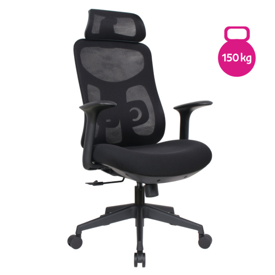 Kancelářské křeslo, černá, nosnost 150 kg, SULIVAN