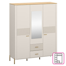 Skříň se zrcadlem, kašmír/dub kamenný, RUNOL 3D2S