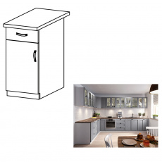 Spodní skříňka, šedá matná / bílá, univerální, LAYLA D40S1 Spodní skříňka, šedá matná / bílá, univerální, LAYLA D40S1