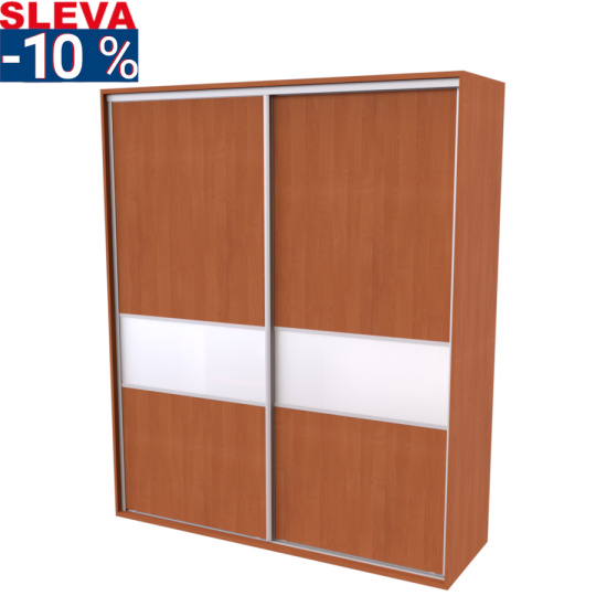 Nábytek Mikulík Vranovice Skříň FLEXI 2 š.220cm v.220cm : 2x dveře dělené sklem LACOBEL bílý - olše