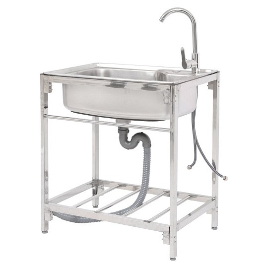 Nerezový dřez se sifonem, 68x44 cm, NAMIK