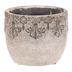 Obal na květiny - beton, ozdobné ornamenty, šedý