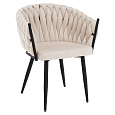 Jídelní křeslo, světle béžová Velvet látka/černá, BLER