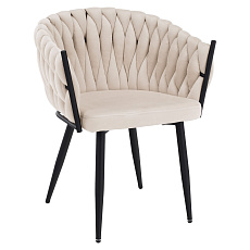 Jídelní křeslo, světle béžová Velvet látka/černá, BLER