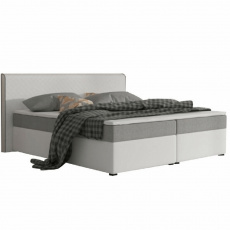 Komfortní postel, šedá látka / bílá ekokůže, 160x200, NOVARA MEGAKOMFORT VISCO Komfortní postel, šedá látka / bílá ekokůže, 160x200, NOVARA MEGAKOMFORT VISCO