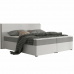 Komfortní postel, šedá látka / bílá ekokůže, 160x200, NOVARA MEGAKOMFORT VISCO